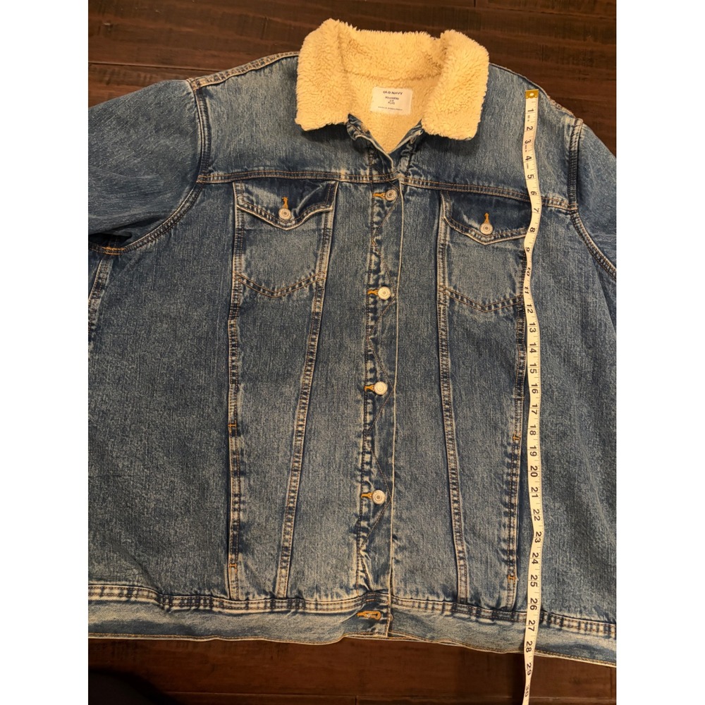 Old Navy Boyfriend Plus Sherpa Lined Denim barn chore Jacket Medium Wash 3X - Picture 7 of 9